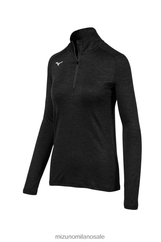 alfa 1/2 zip Mizuno donne 22L8T82056 abbigliamento nero(9090)