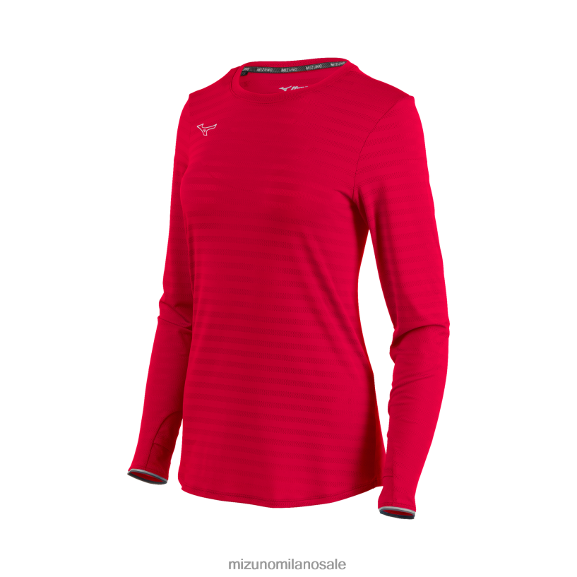 manica lunga eco atletica Mizuno donne 22L8T82137 abbigliamento rosso(1010)